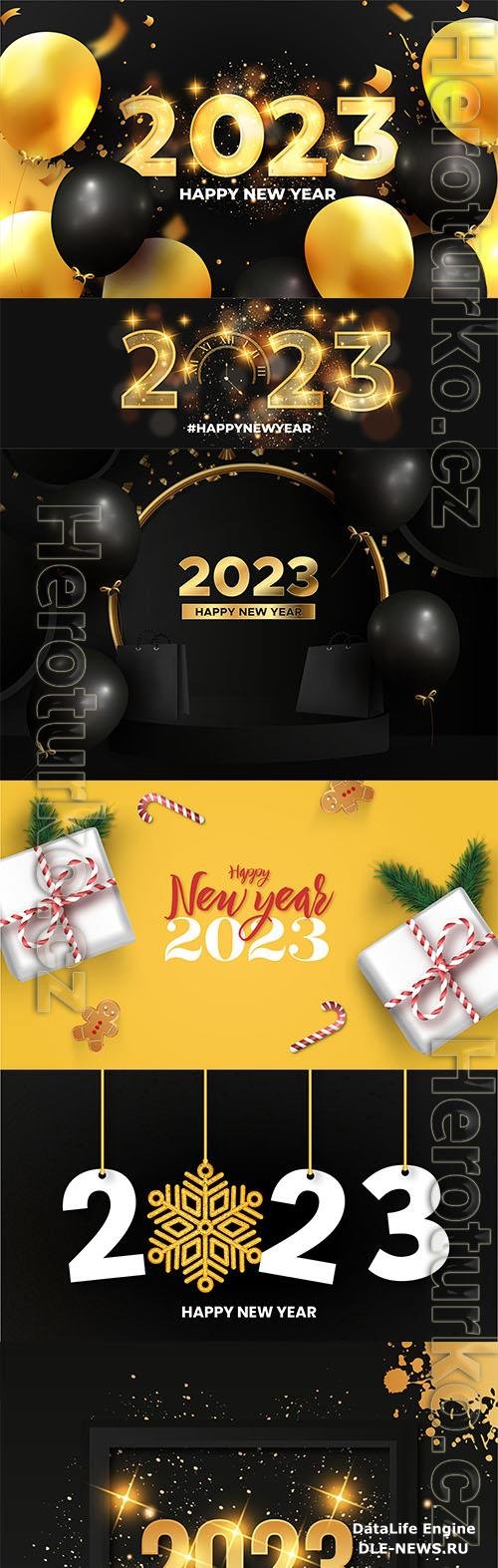 2023 gold namber new year vector