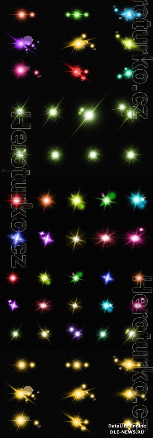 PSD realistic golden lens flares star effect ray line set