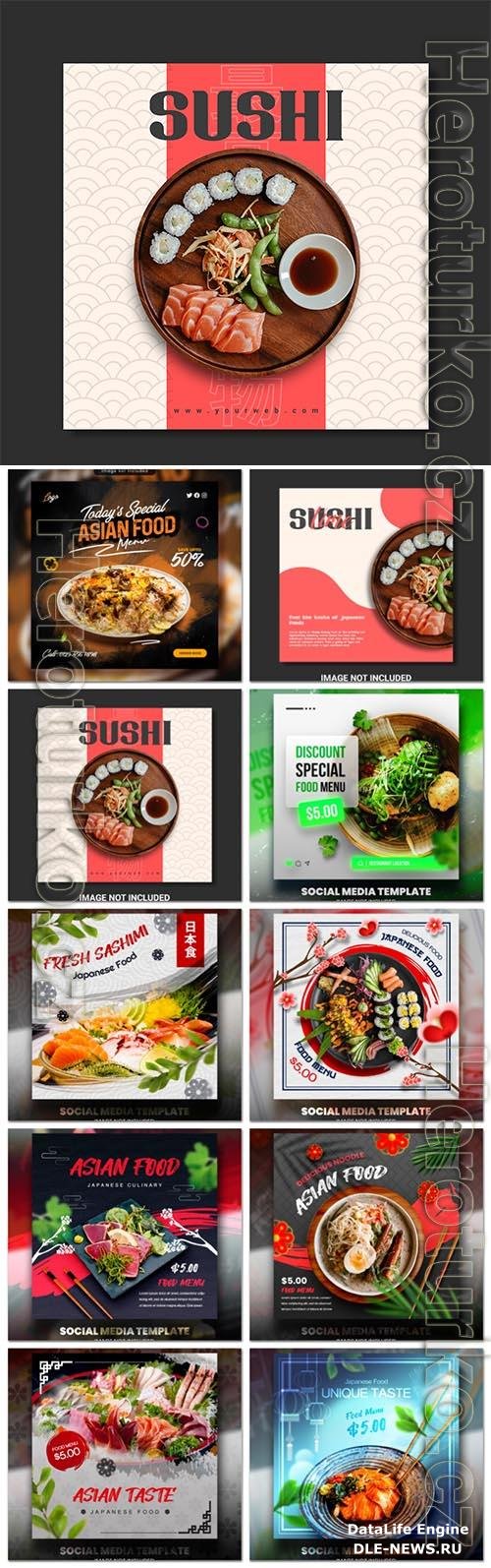 Food social media promotion psd flyer template vol 3