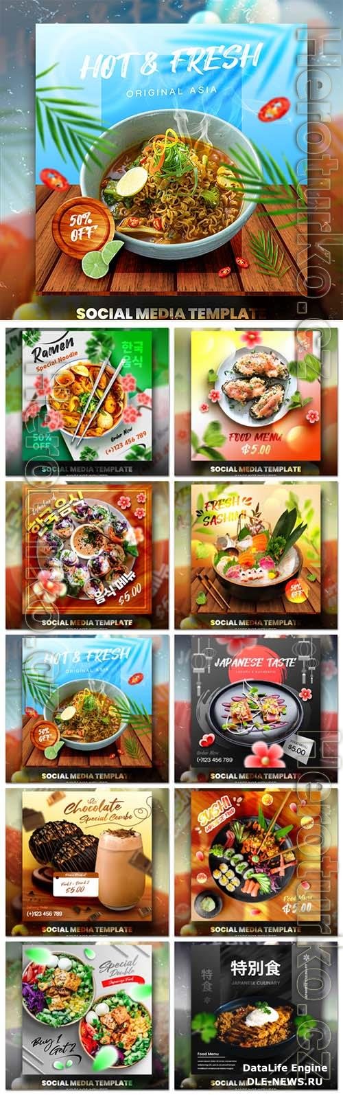 Food social media promotion psd flyer template vol 1