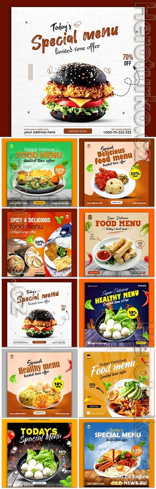 Food social media promotion psd flyer template vol 13