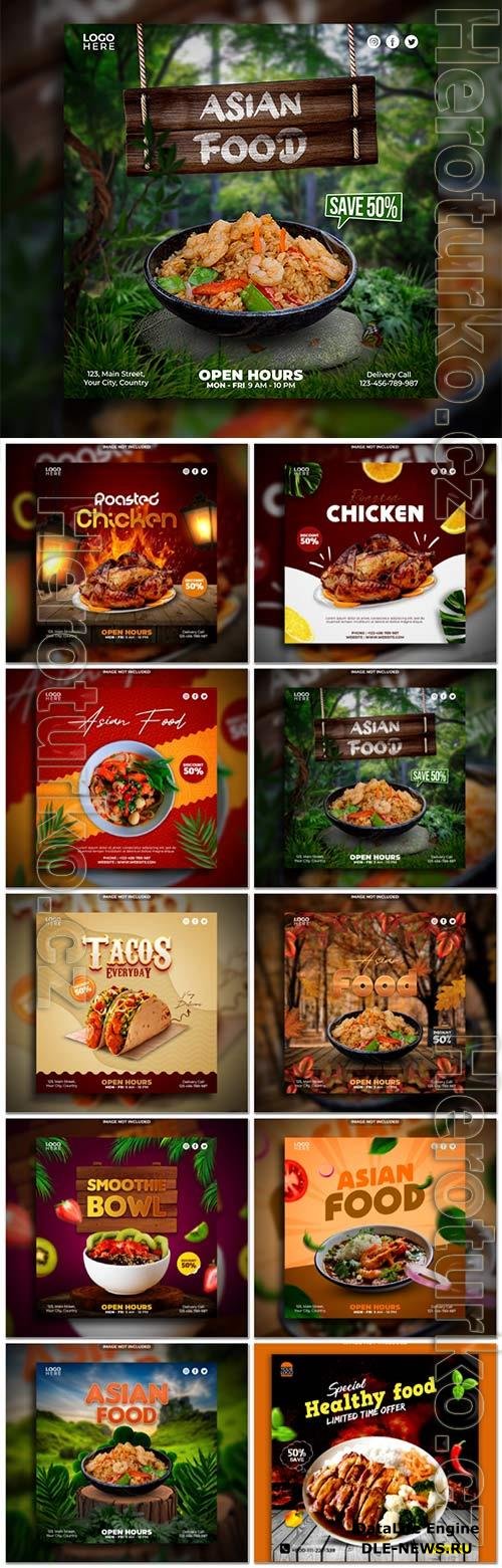 Food social media promotion psd flyer template vol 12