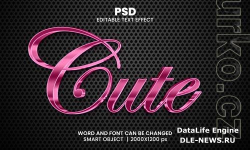 Psd cute pink luxury 3d editable photoshop text effect style with modern background design