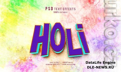 Psd creative holi 3d editable text effects mockup template design