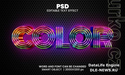 Psd color 3d editable photoshop text effect style with modern background design