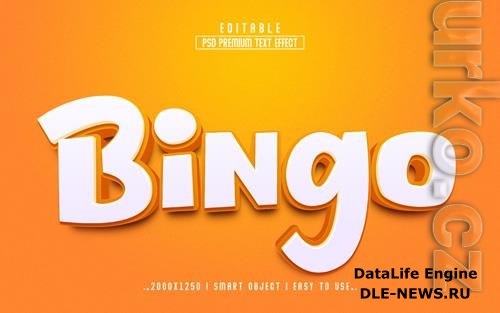 Psd bingo 3d editable text effect style template design