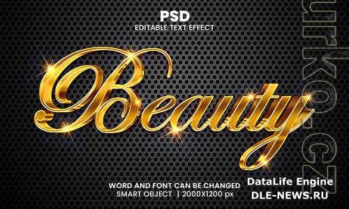 Psd beauty luxury 3d editable photoshop text effect style with modern background design