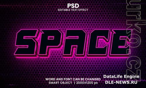 Space neon 3d editable photoshop text effect style with modern background