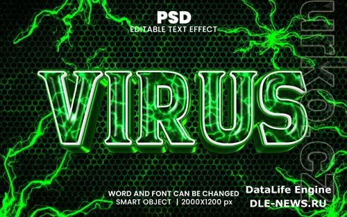 PSD virus 3d editable photoshop text effect style with modern background