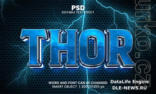 PSD thor 3d editable photoshop text effect style with modern background