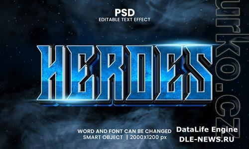 PSD heroes 3d editable photoshop text effect style with modern background