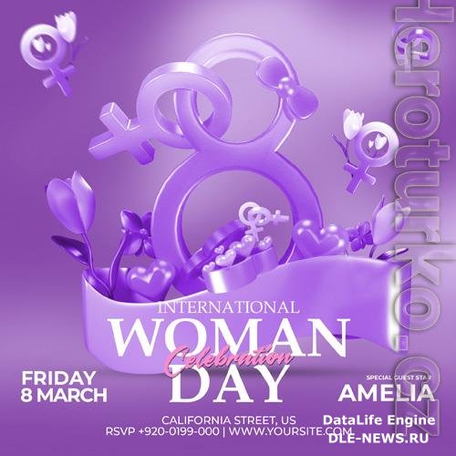 PSD happy women day celebration flyer