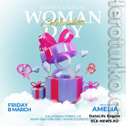 PSD happy womens day flyer and social media post template