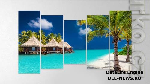 PSD photo collage wall canvas frame effect mockup