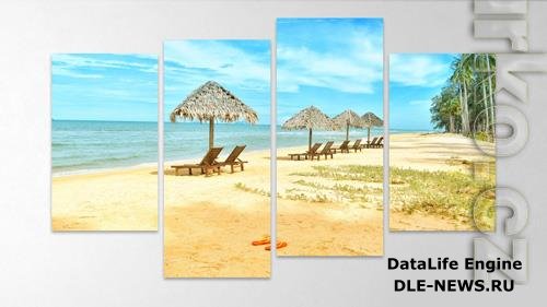 Photo collage wall canvas frame effect mockup psd