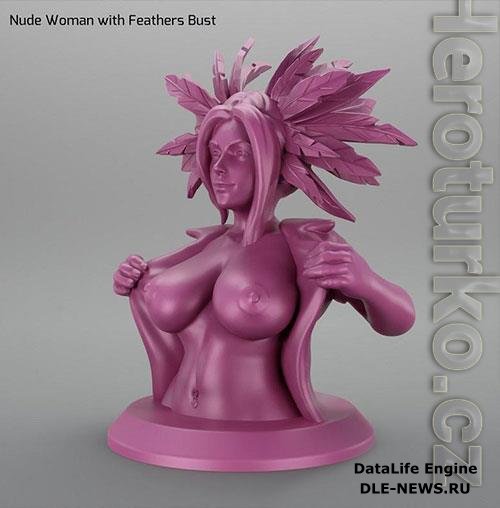 3D Print Models Nude Woman with Feathers Bust (NSFW, Supported)