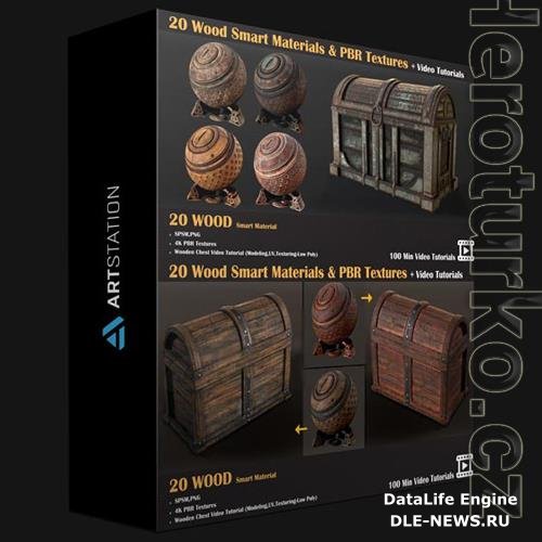 3D Textures ARTSTATION - 20 WOOD SMART MATERIALS & PBR TEXTURES + VIDEO TUTORIALS