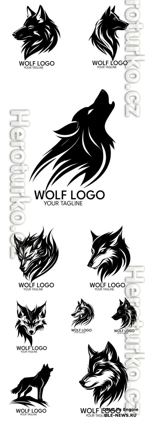 Wolf logo silhouette art vector template