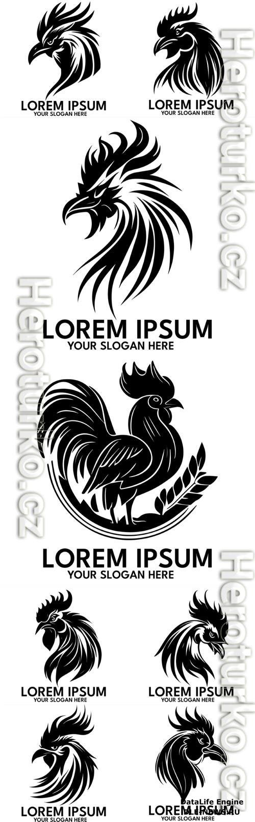 Rooster silhouette logo style vector illustration