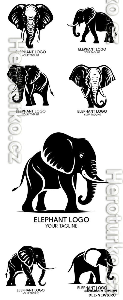 Elephant logo silhouette art vector template