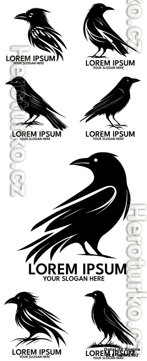 Crow silhouette logo style vector illustration