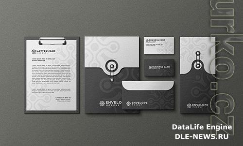 Dark branding identity stationery with mockup design psd