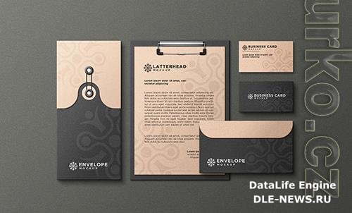 Dark branding identity stationery in light dark design mockup psd