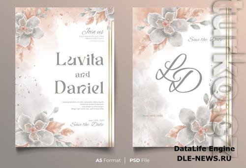 Wedding psd invitation floral design card with beautiful ornaments