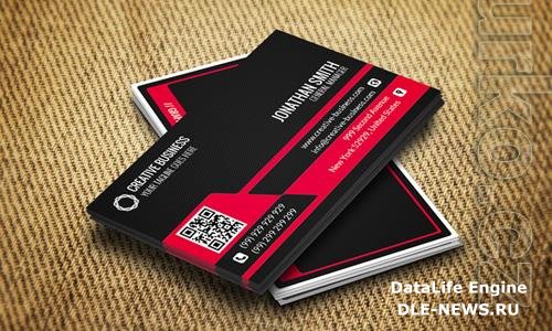 Psd Modern business card with red abstraction template