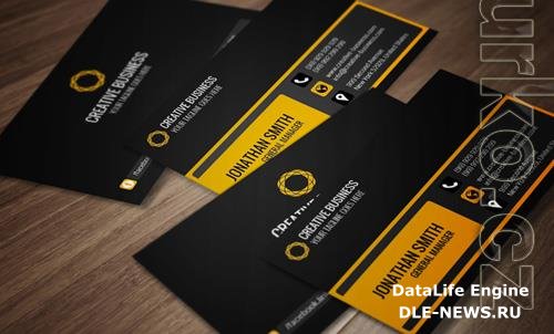 Psd Business card black with yellow design
 template