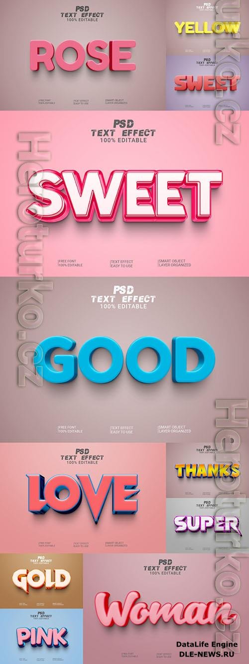 Psd style text effect editable design template set vol 222