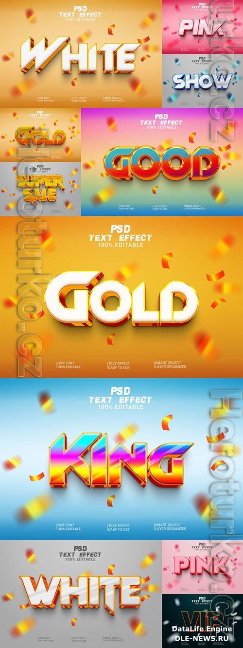 Psd style text effect editable design template set vol 218