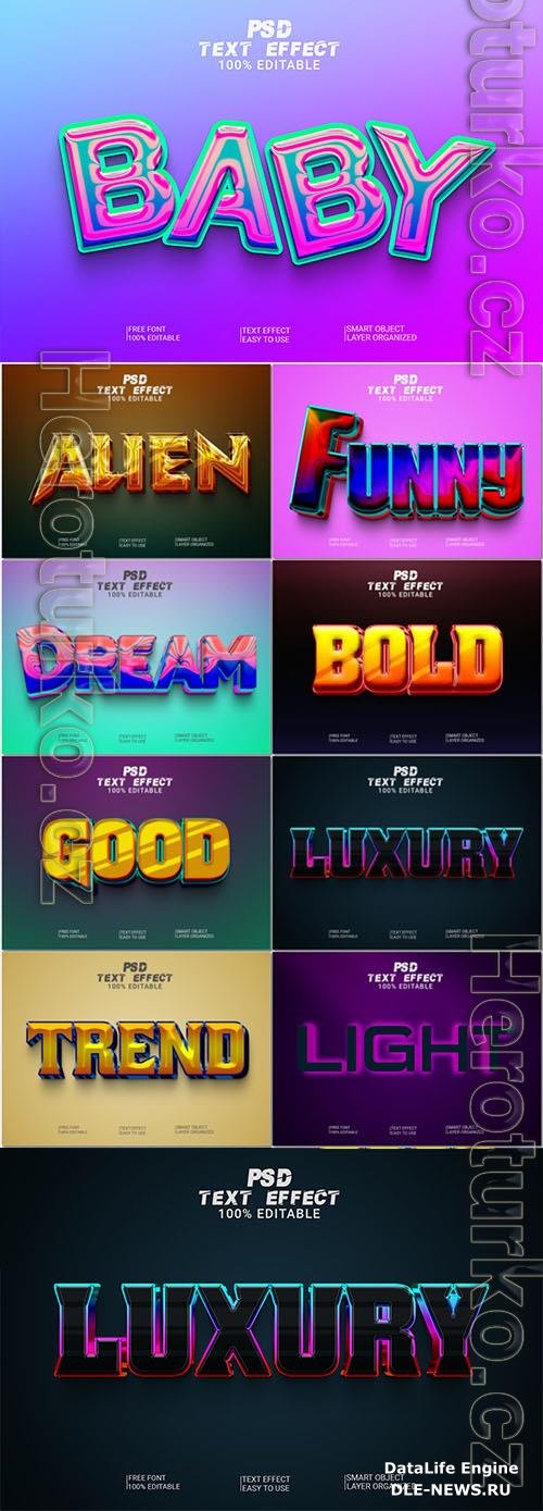 Psd style text effect editable design template set vol 215