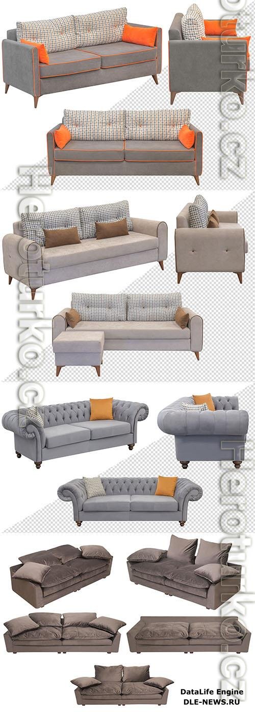 Sofa for office or home in different angles interior element design template psd