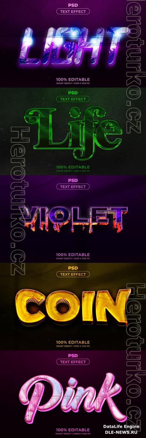 Psd style text effect editable template set vol 251