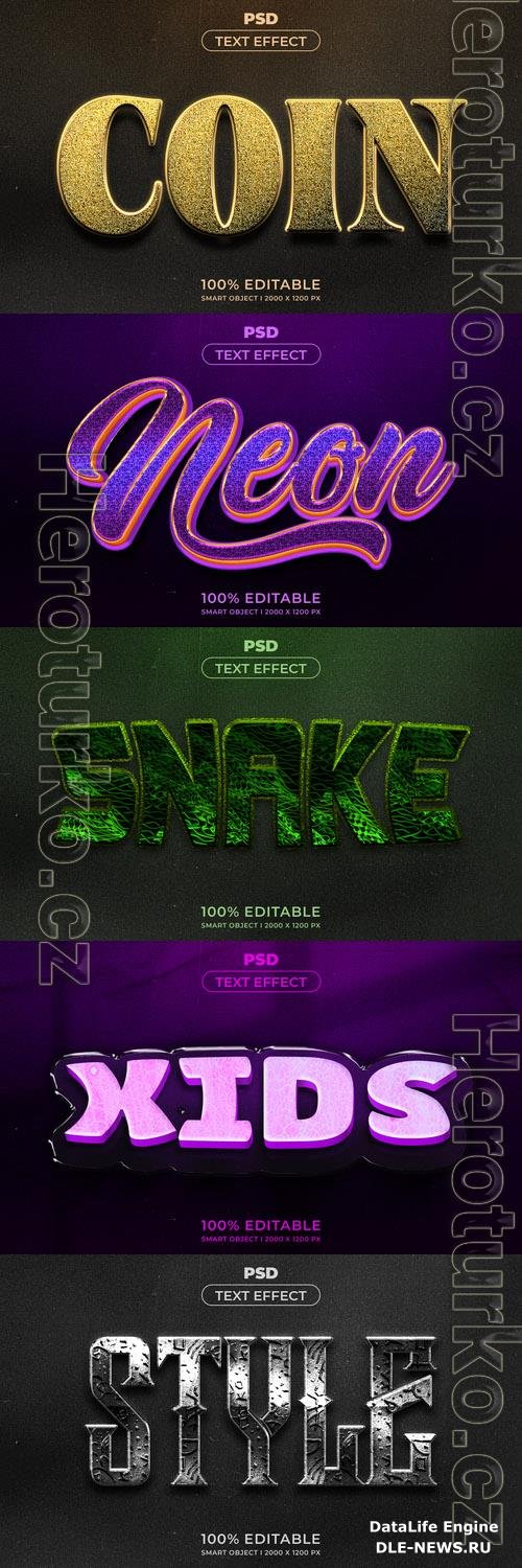 Psd style text effect editable template set vol 249