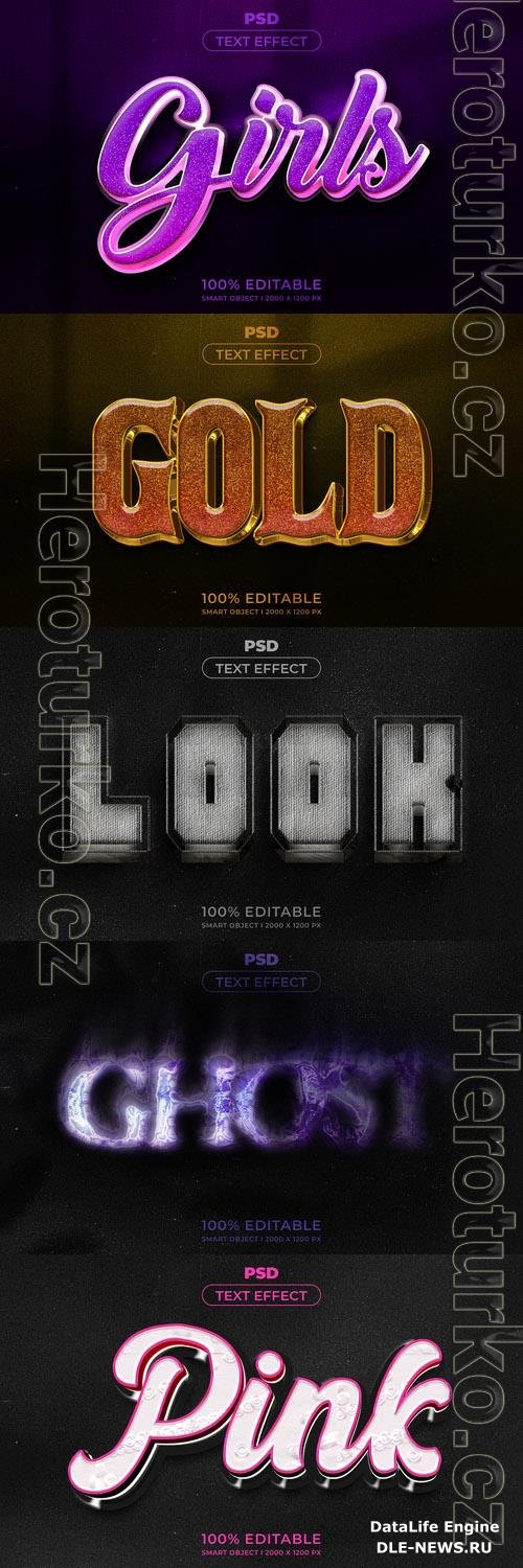 Psd style text effect editable template set vol 243