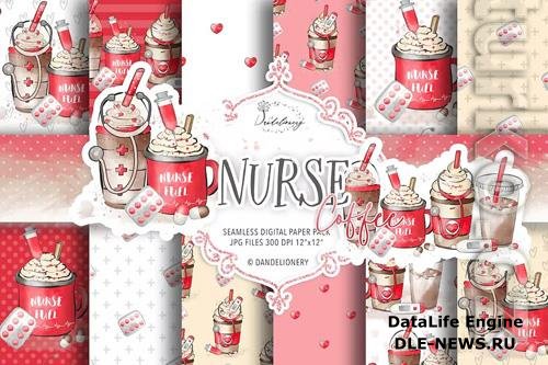 Nurse Coffee digital paper pack design