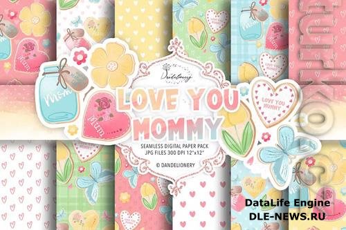 Love you mom digital paper pack design