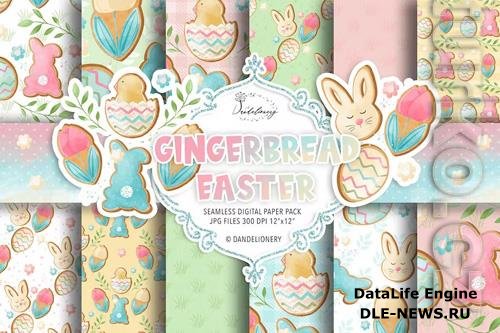 Happy Easter gingerbread digital paper pack design