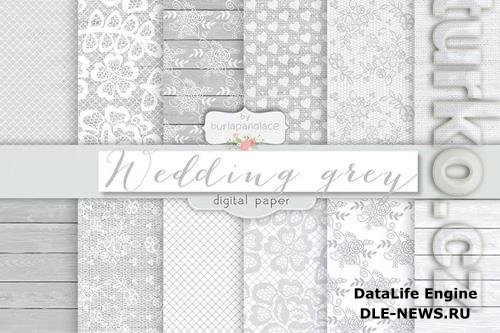 Grey wedding digital paper pack design