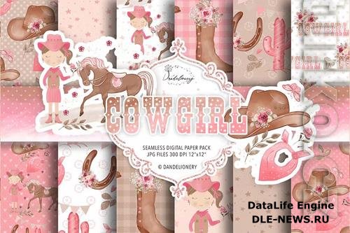 Cowgirl digital paper pack design