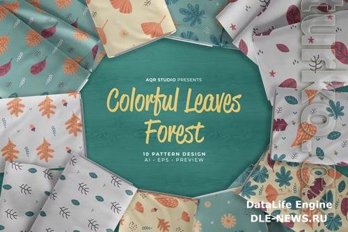 Colorful Leaves Forest - Seamless Pattern Design