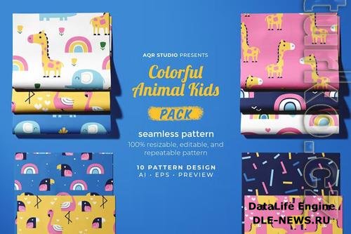 Colorful Animal Kids - Seamless Pattern Design
 Collection