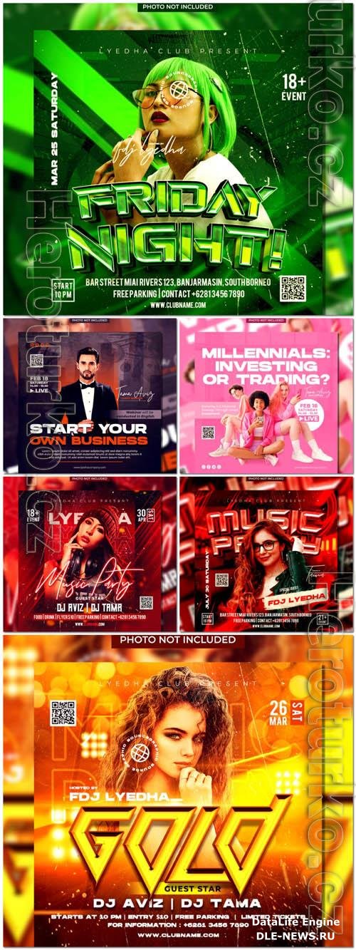 Flyer social media post, psd banner set vol 98