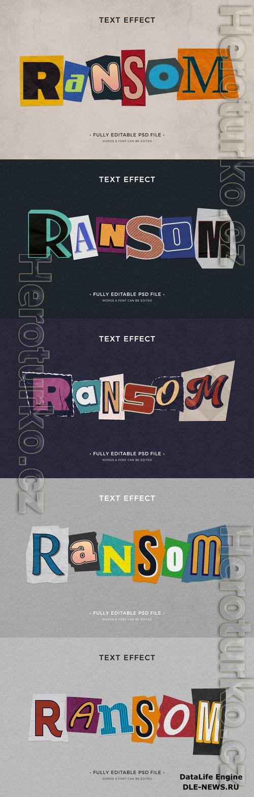 Ransom note psd text effect template set