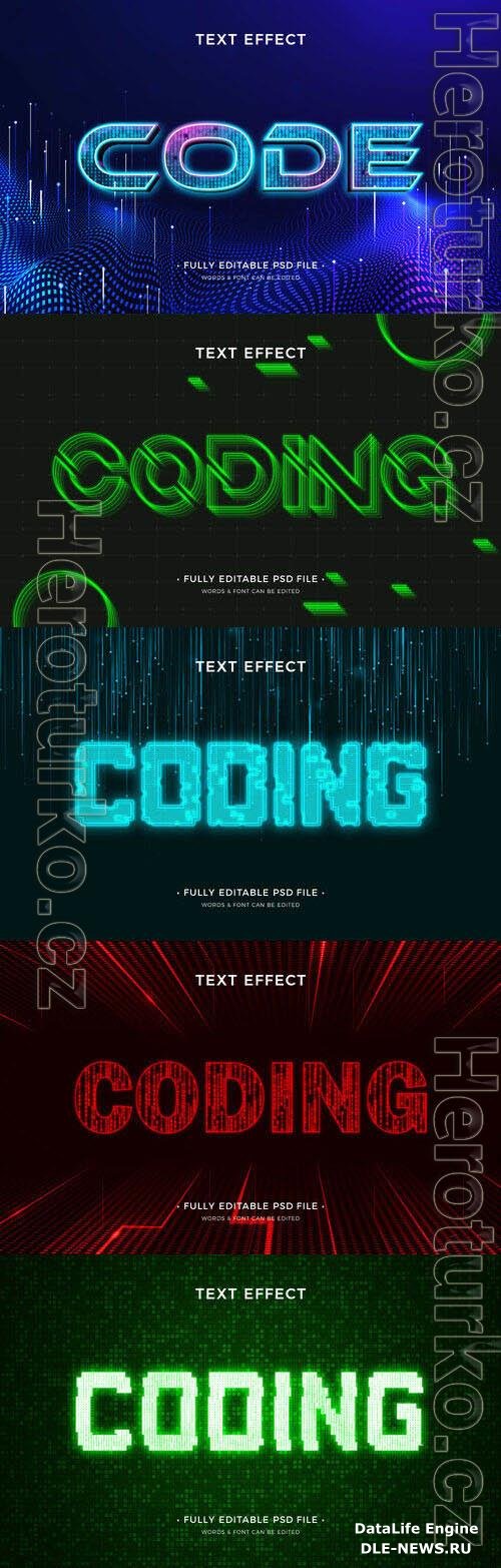 PSD electronic code text effect template set