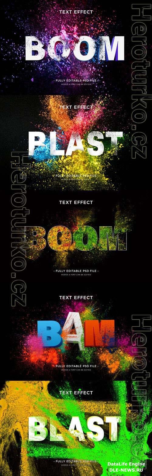 PSD color explosion text effect template set