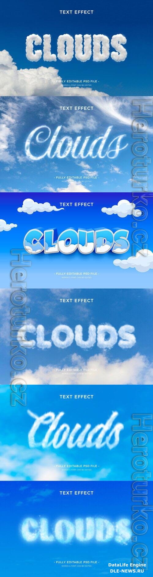 PSD clouds text effect template set