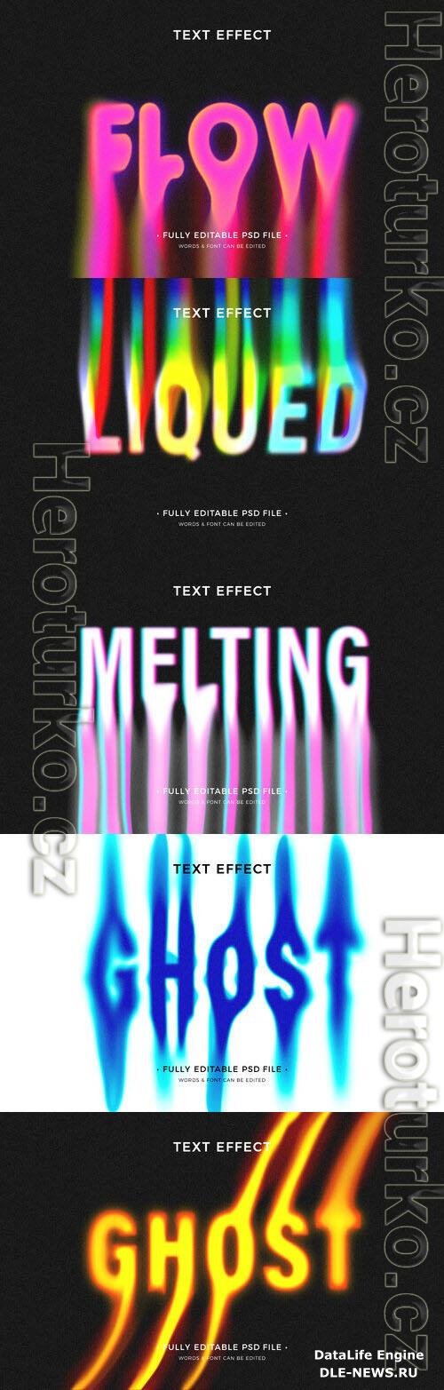 Liquid glitch text effect template set psd